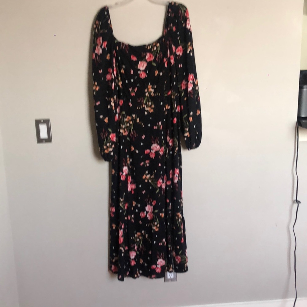 Maxi length floral black dress